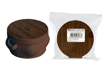 TDM Распаячная коробка ОП D85х40мм, крышка, "ЭКО" (венге), IP54, 4вх.  инд. штрихкод SQ1401-0602