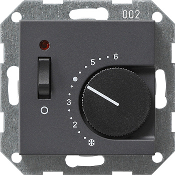 Gira S-55 Антрацит Термостат с размык.контактом, выкл. и контр.лампой 039228