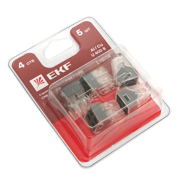 Купить Строительно-монтажная клемма СМК 773-104 4 отверстия 1,0-2,5мм2 блистер (5шт.) EKF PROxima