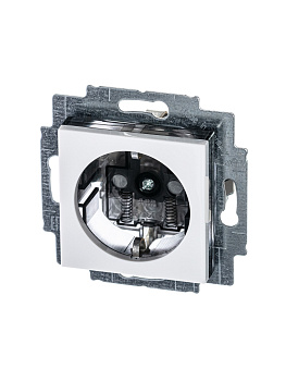 ABB EPJ Levit белый / дымчатый чёрный Розетка с заземлением со шторками 2CHH203457A6062