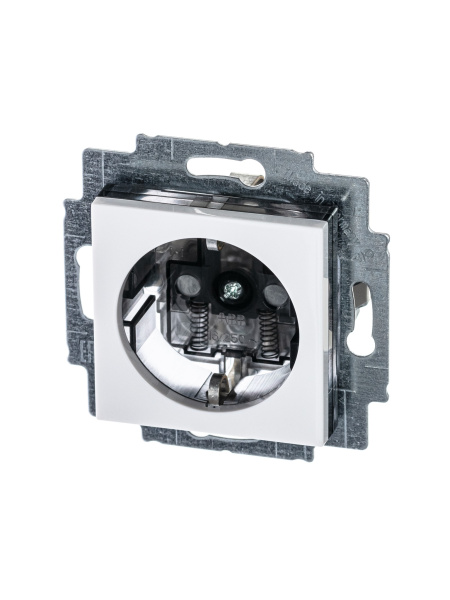 ABB EPJ Levit белый / дымчатый чёрный Розетка с заземлением со шторками 2CHH203457A6062
