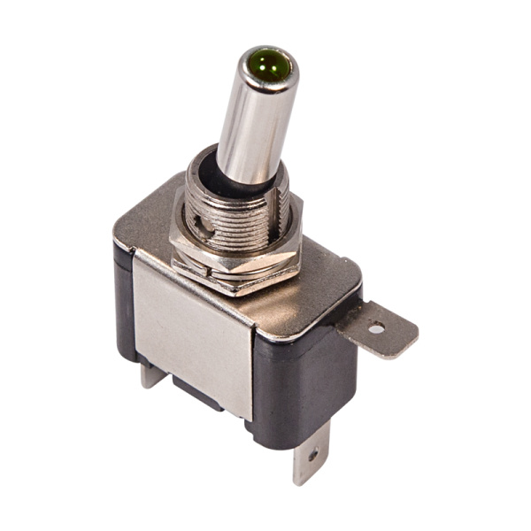 Тумблер 12V 20А (3c) ON-OFF однополюсный с зеленой LED подсветкой Rexant 36-4333