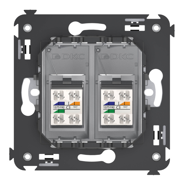 Купить DKC Телефонная розетка RJ-12 в стену двойная, "Avanti", "Закаленная сталь"