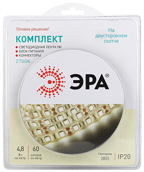 ЭРА 2835kit-4,8-60-12-IP20-2700-5m Комплект светодиодной ленты