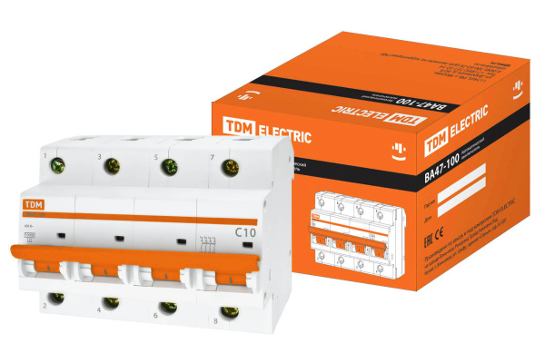 TDM Авт. выкл. ВА47-100 4Р 10А 10кА  х-ка С SQ0207-0078