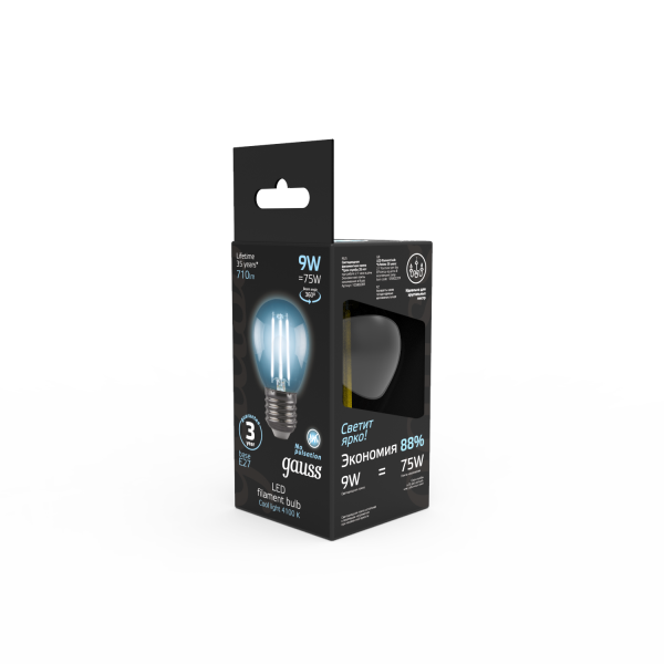 Купить Gauss Лампа Filament Шар 9W 710lm 4100К Е27 LED 105802209