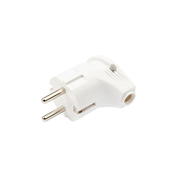 Вилка Евро угловая с з/к 16А белая Rexant 16-0728