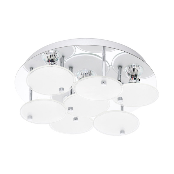 Eglo Светильник LED потолочный JURANDA, 4х3W(GU10), Ø330, нерж. сталь, хром/сатин. стекло, белый, прозрач. 95518