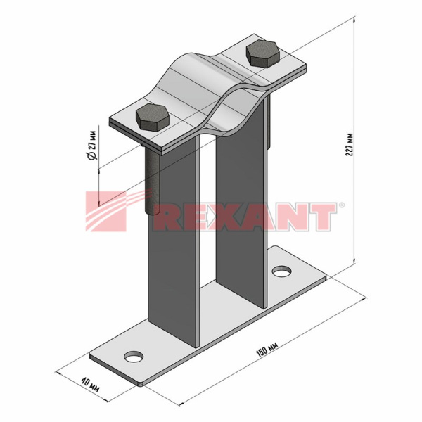 Купить Кронштейн для мачт плоский 200мм П-образный Rexant 34-0595