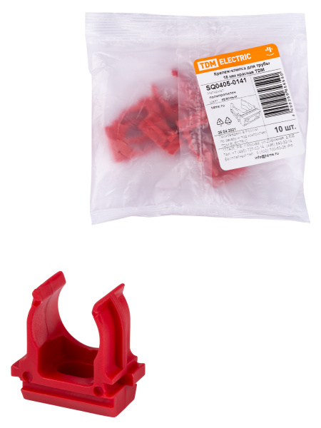 TDM Крепеж-клипса для трубы ПНД 16 мм (10 шт.) красная SQ0405-0141