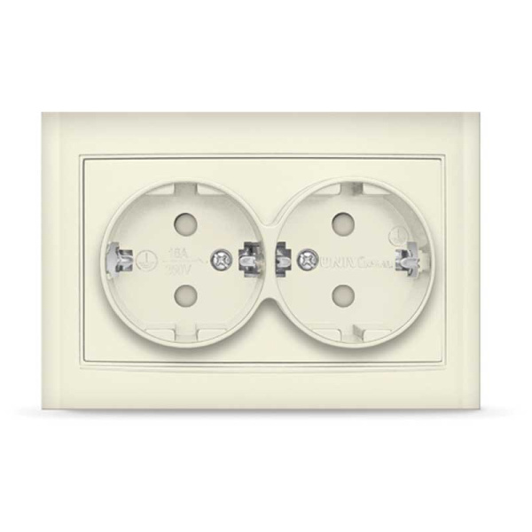 UNIVersal "Бриллиант" Розетка "слоновая кость"2-ая с/з з/ш 7948769