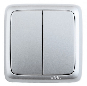 Hegel Альфа наруж Серебро ВА10-153-06 Выключатель 2-клавишный с изол. пластиной