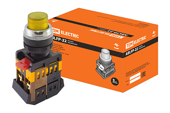 TDM Кнопка ABLFP-22 желтый d22мм неон/230В 1з+1р SQ0704-0031