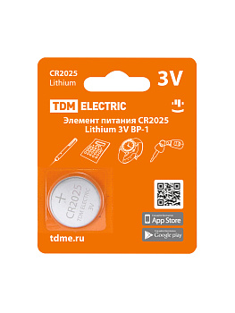 TDM Элемент питания CR2025 Lithium 3V BP-1 SQ1702-0098