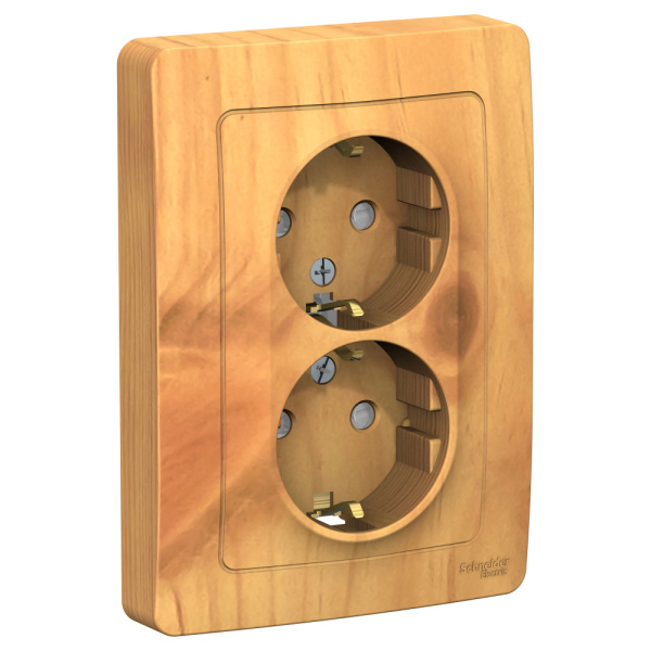 Systeme Electric Blanca внутр Ясень Розетка 2-ая с/з со шторками, 16А, 250В