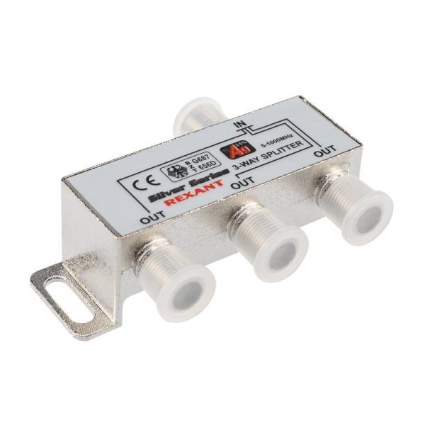 Делитель ТВ х 3 + 4шт. F "BOX" 5-1000 МГц "Silver" Rexant 05-6102