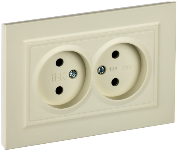 IEK BRITE Беж Розетка 2-я без з/к/ш 10А в сборе РС12-2-БрКр