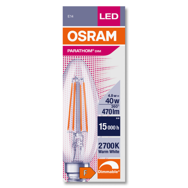 Купить Osram PARATHOM DIM CL B FIL 40 dim 4,8W/827 E14 4058075591219