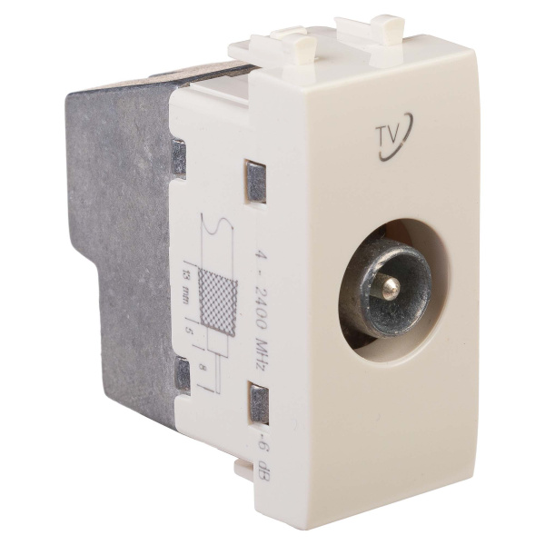 Купить DKC Розетка TV проходная модульная, "Avanti", "Ванильная дымка", 1 модуль