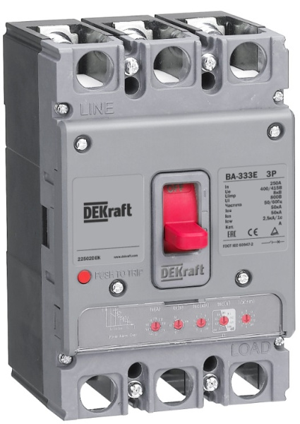 Dekraft Силовой автоматический выключатель с электрон. расц. 3P 250А 50кА ВА-333E