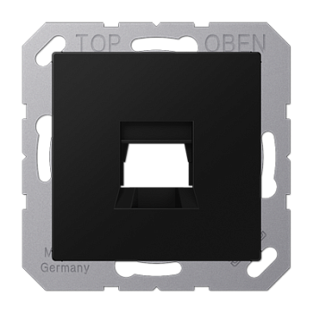 JUNG A Flow/A 550 Черный матовый Kрышка для 1-го разъема для IMP разъемов, без видимого винта, подпружиненная шторка A1569-15WESWM