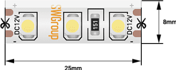 SWG Лента светодиодная стандарт 3528, 120 LED/м, 9,6 Вт/м, 12В , IP65, Цвет: Красный SWG3120-12-9.6-R-65