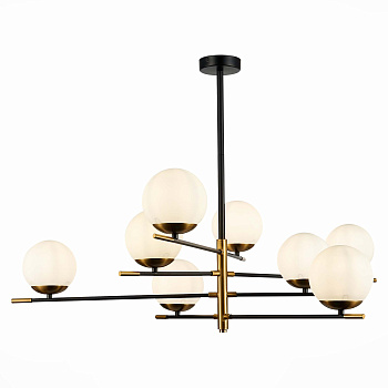 ST LUCE SL1203.422.08 Люстра потолочная Черный, Латунь/Белый E27 8*60W