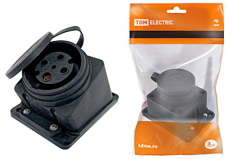 TDM Розетка настенная с загл. наклон. каучук 3Р+РЕ 32А 380В IP44 SQ0612-0009