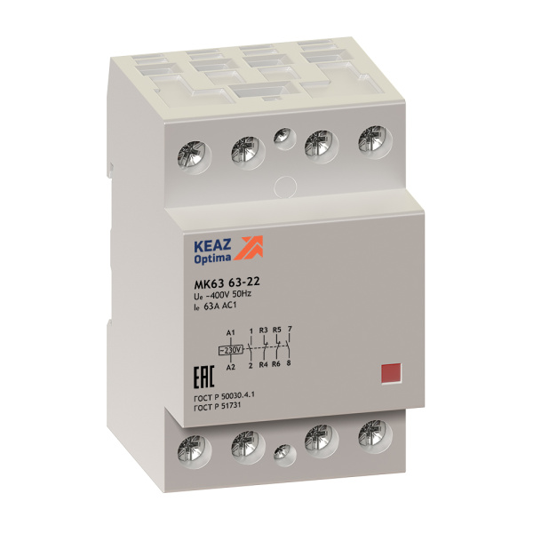 Купить КЭАЗ OptiDin МК63 Модульный контактор 4НЗ 40А 230В AC 114135