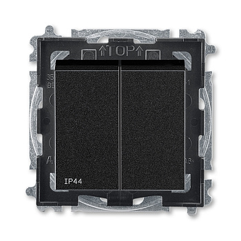 ABB EPJ Levit антрацит / дымчатый чёрный Выключатель 2-клавишный IP44 2CHH595940A4063