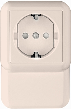 Systeme Electric Wessen Прима наруж Бел Розетка 1-ая с/з с защитными шторками 16А,плинтусная, монтажная пластина (в сборе)(опт.упак.)