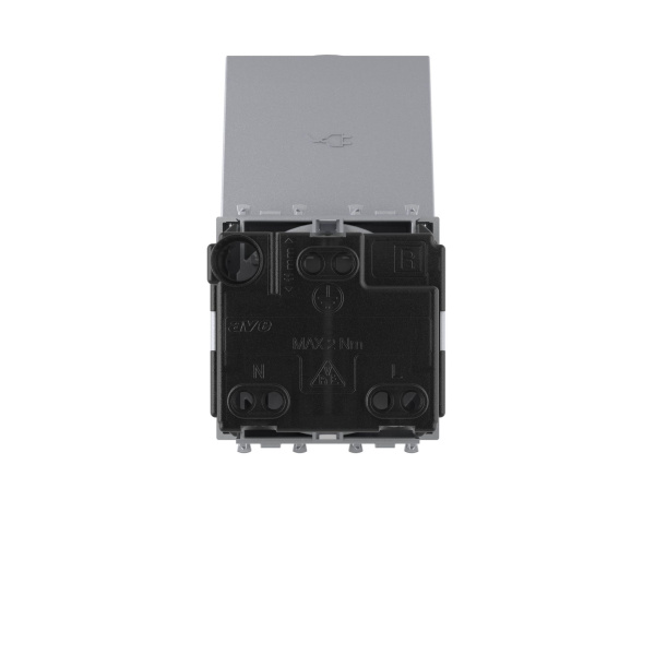 Купить DKC Розетка с крышкой модульная, 2P+E, с з/ш, "Avanti", "Закаленная сталь",2 модуля