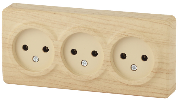 ЭРА 11-2207-11 Эксперт Сосна Розетка 3-ая б/з ОУ