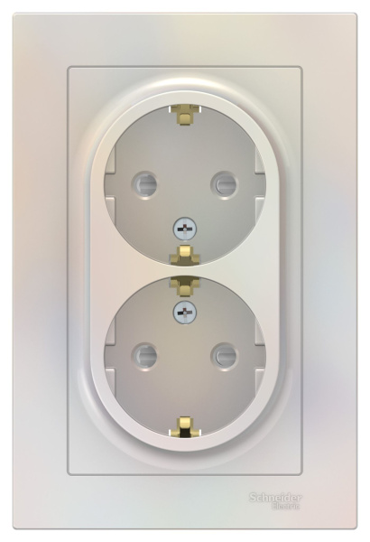 Купить Systeme Electric AtlasDesign Жемчуг Розетка с/з двойная, со шторками, 16А, в сборе