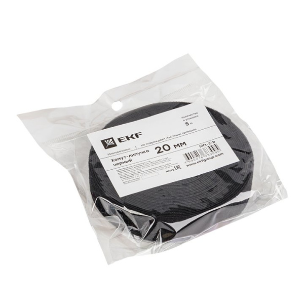Купить EKF PROxima Хомут-липучка 20 мм (5м ролл) черный