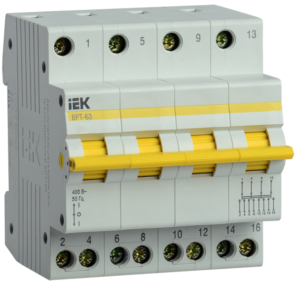 Купить IEK KARAT Выключатель-разъединитель трехпозиционный ВРТ-63 4P 16А