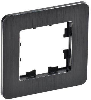 IEK BRITE DECOR  Черный/алюм металл. скругл.угол Рамка 1-м РУ-1-1-Бр RE AL