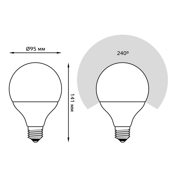 Купить Gauss Лампа G95 16W 1540lm 4100K E27 LED 105102216