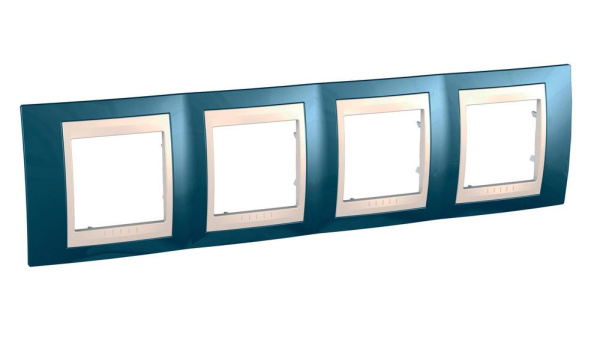 Купить SE Unica Хамелеон Голубой лед/Беж Рамка 4-ая горизонтальная MGU6.008.554