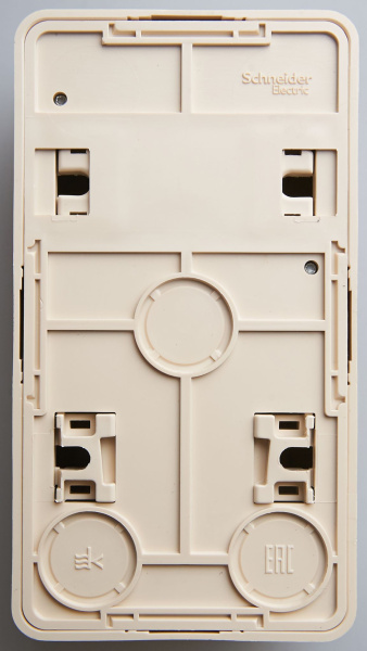 Купить Systeme Electric Этюд наруж Крем Блок: Розетка б/з + выключатель 2-клавишный