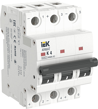 IEK ARMAT Автоматический выключатель M06N-DC 3P K 4А AR-M06N-3-K004DC