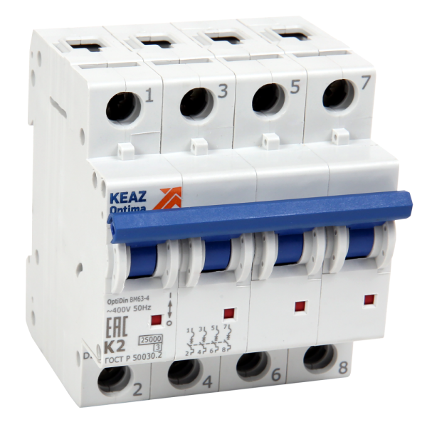 КЭАЗ Выключатель автоматический модульный OptiDin ВМ63-4K25-20-УХЛ3 342169
