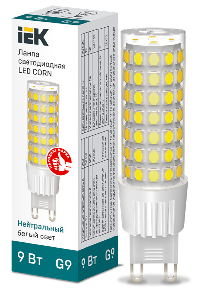 IEK Лампа LED CORN капсула 9Вт 230В 4000К керамика G9