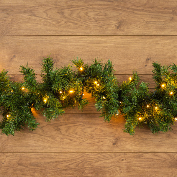 NEON-NIGHT Еловый шлейф искуственный 2,7 м Теплое белое свечение 80 LED 307-116