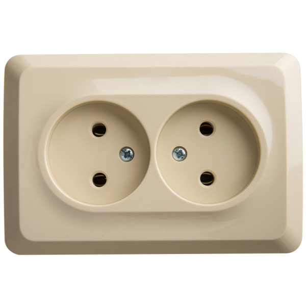 Systeme Electric Этюд наруж Крем Розетка 2-ая угловая б/з без шторок 16А 250B