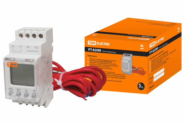 TDM Реле температуры РТ-820M (-25+130C, 24-240В АС/DC, с датч. IP67, ЖК) SQ1508-0002
