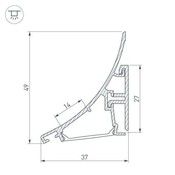 Купить Arlight Профиль KARNIZ-R-2000 ANOD (Алюминий) 021649