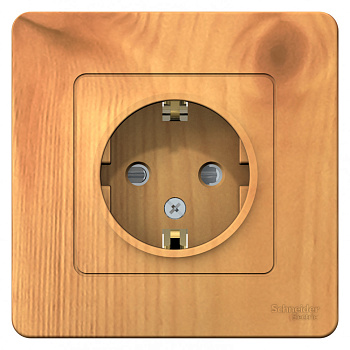 Systeme Electric Blanca внутр Ясень Розетка с/з со шторками, 16А, 250В