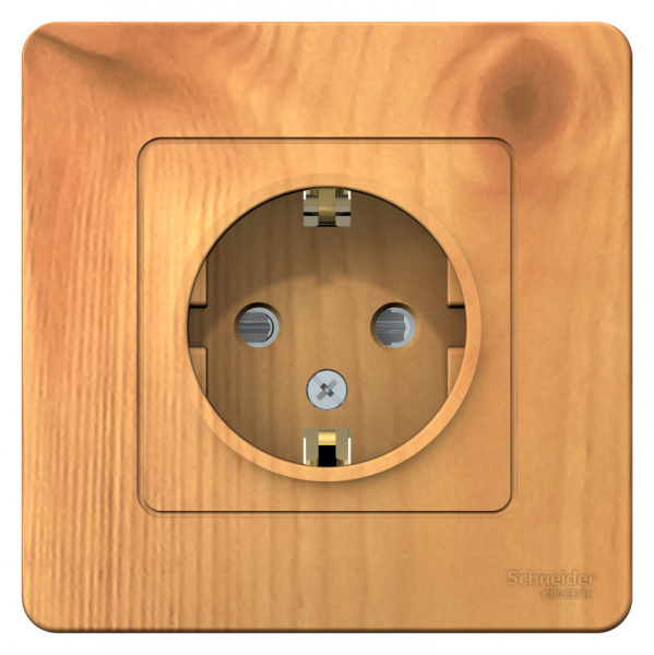 Systeme Electric Blanca внутр Ясень Розетка с/з со шторками, 16А, 250В