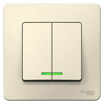 Systeme Electric Blanca внутр Молочный Выключатель 2-клавишный с подсветкой, 10А, 250B